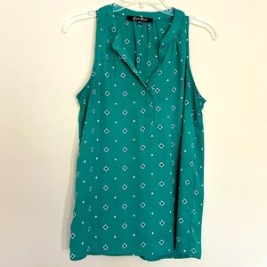 Alice Blue Women’s Green Sleeveless Blouse with Floral Design